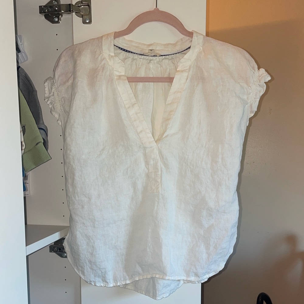 Pilcro White Ruffle-Sleeve Cotton Blouse - Picture 3 of 9